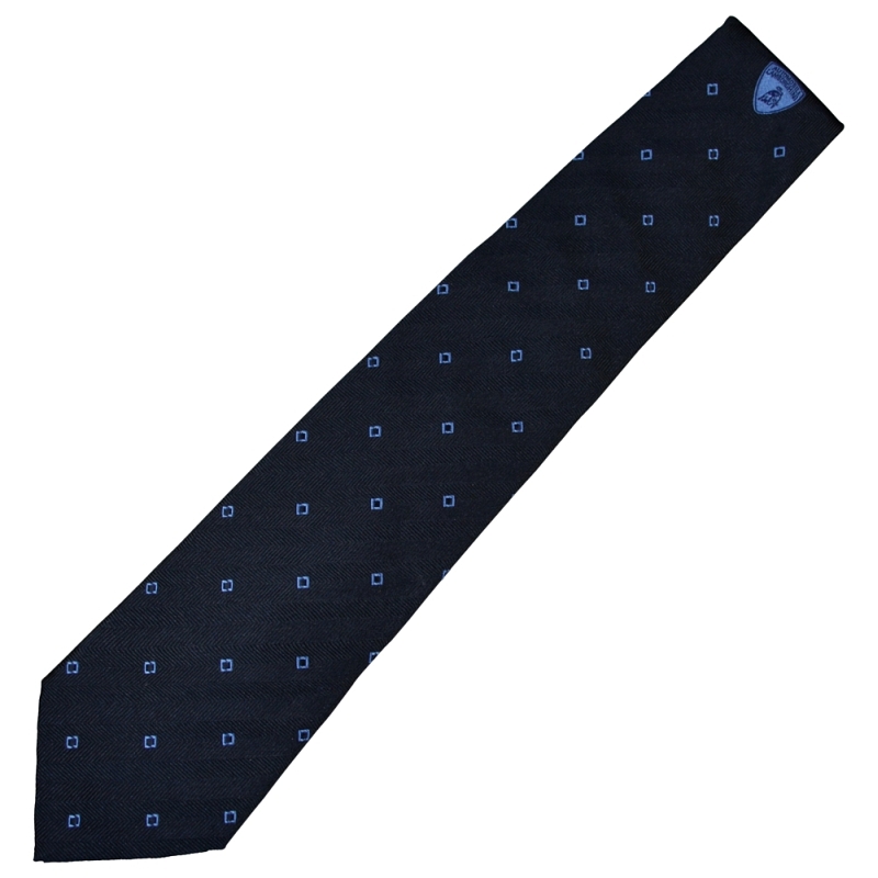 Automobili Lamborghini Men's Diamond Pattern Silk Tie Dark Blue