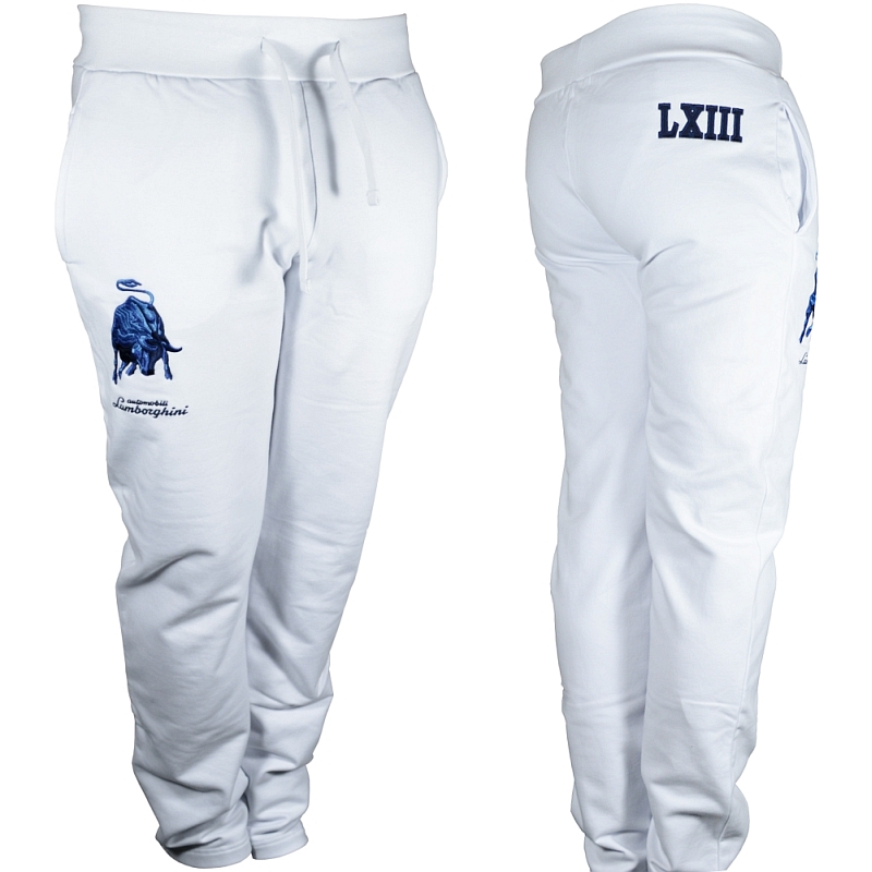 Automobili Lamborghini Men's White Optic Track Pants Bull LXIII Edition