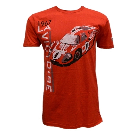 Ford GT40 Men's Red T-Shirt La Victoire Champagne Celebration 1967 Le Mans 24 Hour