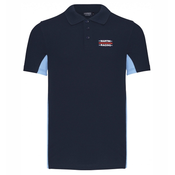Martini Racing Mens Track Polo Shirt Navy and Sky Blue