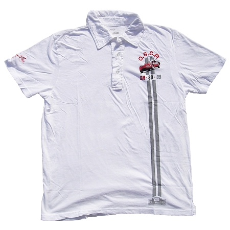 Nicolas Hunziker Men's White Polo Shirt Sir Stirling Moss O.S.C.A 2009  Le Mans 24 Hour