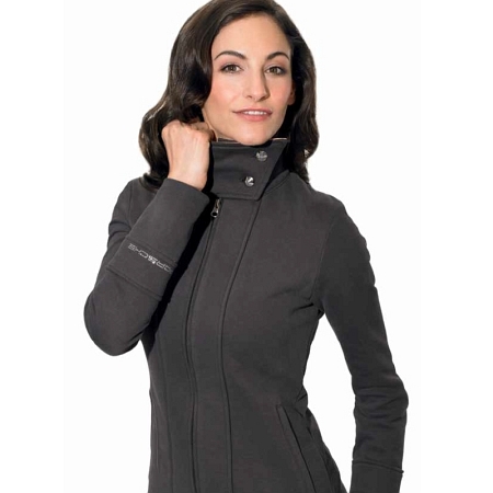 Porsche Ladies High Collar Grey Jacket with Swarovski Crystal Buttons and Detail