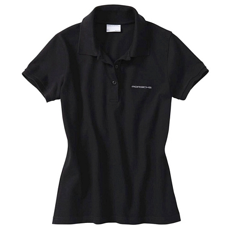 Porsche Ladies Black Classic Polo Shirt with Porsche Script Logo