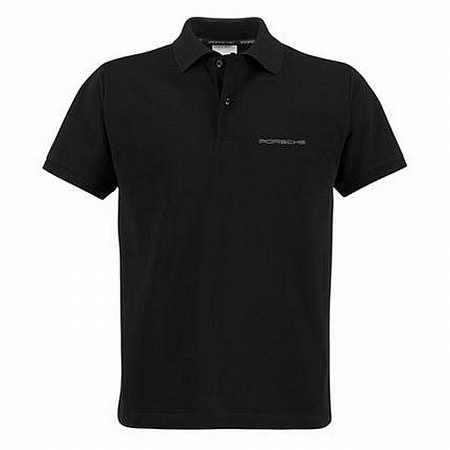 Porsche Original Men's Black Classic Polo Shirt with Script Logo