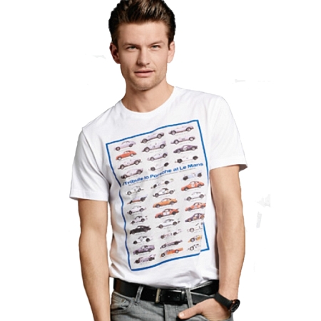 Porsche White Unisex T-Shirt 'A Tribute to Porsche at Le Mans' Racing History